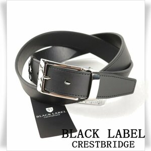 新品1円～★定価1.9万 BLACK LABEL ブラックレーベル クレストブリッジ メンズ 日本製 牛革レザーベルト F 黒 ブラック ◆8861◆