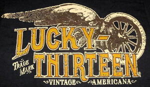 ★ラッキー13 Tシャツ LUCKY13 Wheels 黒 M 新品 harley biker wcc chopper