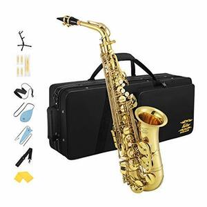 Eastar アルトサックス E Saxophone ゴールドラッカー サクソフォン ケース付き お手入れセット クリスマス(演奏用) AS-III