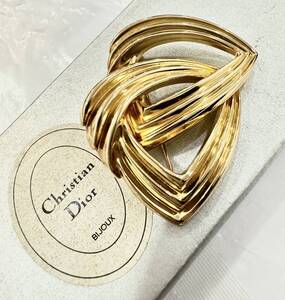 2812▲ Christian Dior ディオール CD ブローチ アクセサリー ゴールドカラー ヴィンテージ 大ぶり 箱あり 保管品 Used品 現状品 経年品 