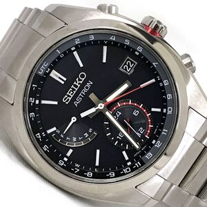 超美品 SEIKO セイコー ASTRON アストロン 腕時計 SBXY017 電波ソーラー カレンダー チタン ブラック ワールドタイム 動作確認済 箱付