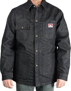 送料無料 即決！BEN DAVIS ベンデイビス リジナル デニム カバーオール ブランケットインナー スナップボタン BLACK DENIM　M