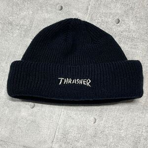 THRASHER リブニット帽 2段折り返し ニットキャップ スラッシャー　　SKATE AND DESTROY ビーニー ワッチ ストリート スケート YL1063