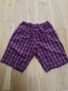 00s アーカイブ 名作 希少 GOODENOUGH BEACH SHORTS グッドイナフ ビーチショーツ ハーフパンツ RED BLACK 赤黒 オンブレチェック サイズM