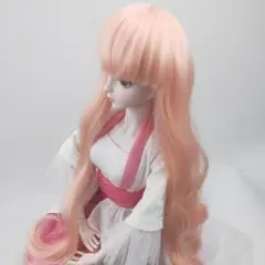 ドールウィッグ 8~9インチ ロングヘア ピンク カール SD BJD 人形