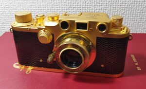 美品　Leica 3C Elmar 50 f3.5 ゴールド 後塗り ライカ レンジファインダー フィルムカメラ Elmar Leitz