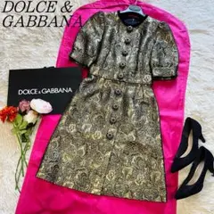 【未使用タグ付き】DOLCE&GABBANA ジャガードワンピース 半袖 36