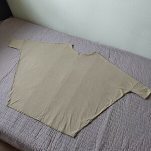 日本製 エボニーアイボリー ebonyivory 変形袖 Tシャツ F 手洗い 綿100 ゆったり着られる 肌触り良 ベージュ系● ネコポス 送料無料
