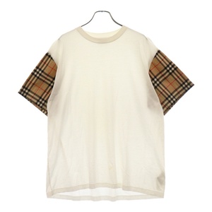 BURBERRY バーバリー ノバチェック 切り替え 半袖 カットソー Tシャツ ホワイト レディース 8042716