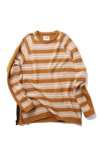 FACTOTUM 2TONE BORDER KNIT CREW NECK ファクトタム スウェット カーディガン ニット シャツ JKT コート Tシャツ セーター BROWN 44 