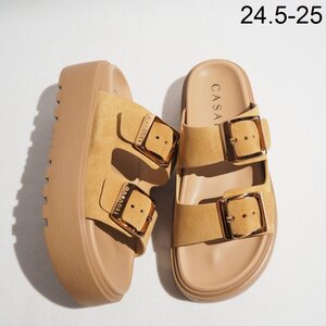 P1693P　▼CASADEI カサデイ ドゥーズィエムクラス 購入▼ 24SS BIRKY SANDAL 厚底スエードレザーサンダル ベージュ 38/24.5-25cm rb mks