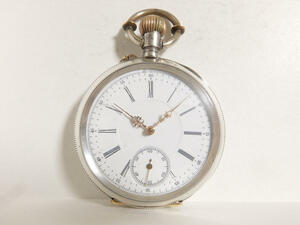 商館時計　ヲロスヂーバアク商会　13石　騎馬兵印　明治28年～明治36年（1895年～1903年）　銀無垢ケース　分解清掃済み　綺麗です