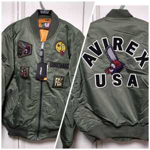 AVIREX USA/メンズM/限定品/チェンソーマン/ONE MADE/コラボMA-1フライトジャケット/ワッペンchainsaw man flight　Jacket outer　