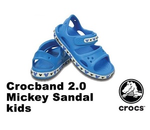 18.5cm クロックス(crocs) クロックバンド 2.0 ミッキー サンダル キッズ(crocband 2.0 Mickey sandal kids) オーシャン ブルー C12 新品