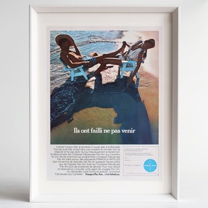 PAN AM パンナム パンアメリカン航空 1969年 Caraibes カリブ海 ビーチ フランス ヴィンテージ 広告 額装品 フレンチ ポスター 稀少