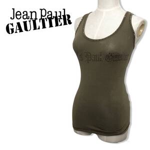 ☆ jean paul GAULTIER ジャンポールゴルチェ☆レディース 編み上げ レースアップ ラインストーン ノースリーブ タンクトップ 管:E:12