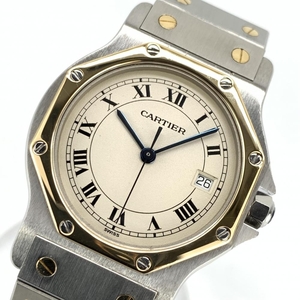 CARTIER カルティエ W2001583 サントスオクタゴン LM クオーツ デイト 腕時計 アイボリーインデックス 生産終了モデル 管理YI37275