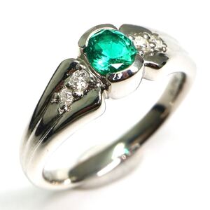 1円〜!!CRECENT VERT(クレサンベール)《K18 エメラルド/天然ダイヤモンドリング》J 約5.9g 約11号 emerald diamond ring 指輪 EC0/EC1 E130