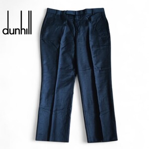 光沢生地! ダンヒル Dunhill スラックス パンツ 無地 ウール ダークネイビー 52R LL XL相当 belgravia ベルグレイブィア ウール