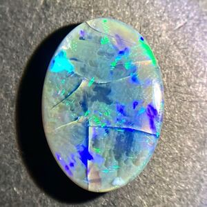 ソ付!!1円〜!!遊色効果!!（天然ブラックオパール8.011ct）j ◎約19.4×13.7mm ルース 裸石 宝石 jewerly black opal DH0/EA6 w4 す42