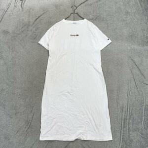 1円スタート! （20）champion チャンピオン 半袖 Tシャツワンピース サイズL ホワイト 白 刺繍ロゴ コットン レディース トップス 最落なし