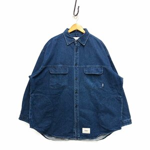 WTAPS ダブルタップス 22AW WCPO 01/LS/COTTON.DENIM デニム シャツ 長袖 インディゴ サイズ 4 正規品 / 32772