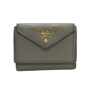 PRADA プラダ 1MH021 三つ折財布 サフィアーノレザー グレー系 [240101250084] レディース