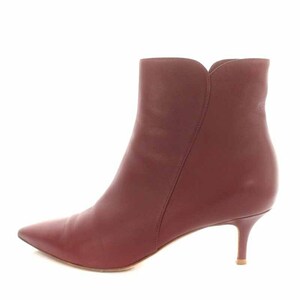 ジャンヴィトロッシ Gianvito Rossi ショートブーツ レザー ポインテッドトゥ ローヒール 36 23cm 赤 レッド /YI11 ●D レディース