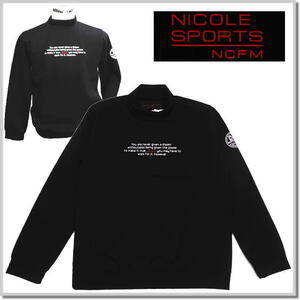 ニコルスポーツ NICOLE SPORTS (NICOLE CLUB FOR MEN) ロゴプリントモックネックプルオーバー 4464-9831-49(BLACK)-48(L) ハイネック