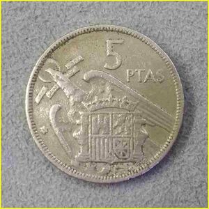 【スペイン 5ペセタ 硬貨/1957年】 5 PTAS/フランシスコフランコ総統/旧硬貨/コイン/古銭