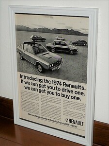 1974年 USA vintage 洋書雑誌広告 額装品 Renault 17 12 ルノー ゴルディーニ ドゥーズ / 検索用 店舗 ガレージ 看板 ディスプレイ (A4)
