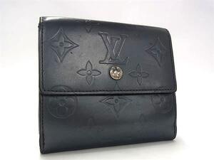 1円 LOUIS VUITTON ヴィトン M65115 モノグラムマット ポルトモネビエカルトクレディ 三つ折り 財布 ウォレット ダークネイビー系 FL2856