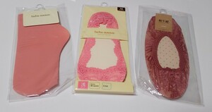 送料230円 新品 未開封 未使用 タグ付 靴下屋 tutu anna 靴下 22〜24cm 3 種 3足セット 合計1650円　ピンク 朱色 サーモンピンク