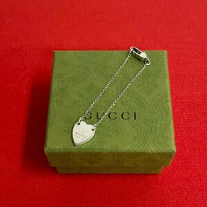 極 美品 保存箱 袋付き 希少品 GUCCI グッチ ハート タグ モチーフ シルバー925 チェーン ブレスレット バングル シルバー 32252