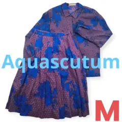 【Aquascutum】★セットアップ★肩パット★花柄★ウール100%★秋冬