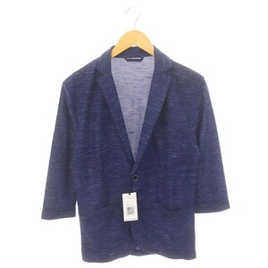 未使用品 ミッシェルクランオム M.K HOMME TR Melange ジャケット テーラード 七分袖 薄手 46 M 紺 ネイビー /AT ■OS メンズ