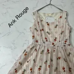 Ank Rouge 切替 ストライプ ノースリーブ フレア ミニ ワンピース M