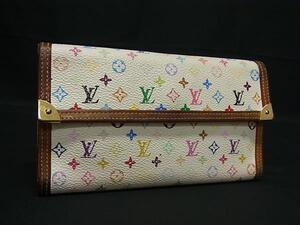 1円 LOUIS VUITTON ヴィトン M92659 モノグラムマルチカラー ポルトトレゾール インターナショナル 三つ折り 長財布 アイボリー系 FL2924