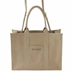 【バレンシアガ】Balenciaga　ハードウェア M ミディアム レザー トートバッグ ショッピングバッグ 671400 ベージュ 【中古】211060