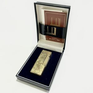 付属品完備 dunhill ダンヒル ライター ガスライター ゴールド 金色 ブランド 喫煙具 たばこ メンズ レディース 柄 1円 火花OK ローラー