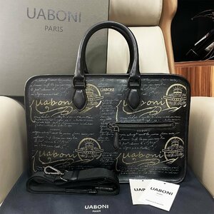 定番EU製 参考定価40万◆UABONI*ユアボニ*幻のパティーヌ*ブリーフケース◆ビジネスバッグ 手染 カーフスキン UN JOUR 鞄 トートバッグ