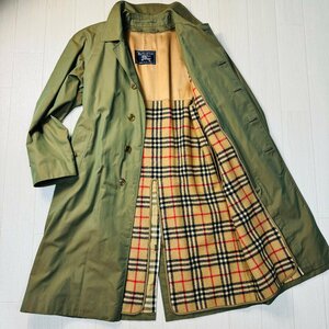 ほぼ未使用/XL相当★バーバリー/BURBERRY 玉虫カラー 光沢生地 ウールライナー ステンカラーコート ロング丈 ノバチェック ジャケット