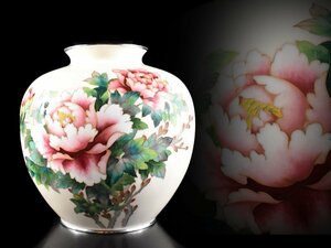 【雲】某有名コレクター買取品 名品 花彫刻七宝花瓶 高さ25.2cm 古美術品(安藤七宝店)Y846 LTDty25 CTdrsj