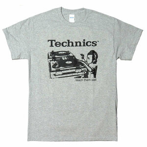 [XLサイズ]Technics （テクニクス） ターンテーブル ヴィンテージデザイン Tシャツ #1 スポーツグレー