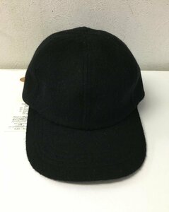 ◆Nine Tailor ナインテイラー タグ付き新品 shaggy solid cap ウール　レザー ベルト キャップ 黒 サイズF 調性可能