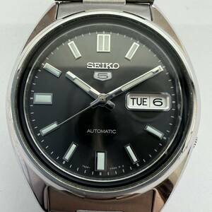 ★1円スタート★SEIKO セイコー5 デイデイト 裏スケ メンズ 腕時計 7S26-0480 自動巻き 稼働 黒系文字盤 ベルト純正 箱あり 中古品