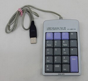 【中古動作品/現状品】★SANWA SUPPLY 「USB Mobile Ten Ⅲ」テンキーボード NT-USB11SV サンワサプライ　本体のみ