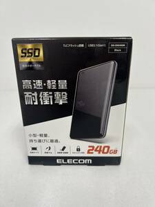 A3703-1◆エレコム 外付けSSD ポータブル 240GB USB3.0 USB3.1(Gen1) TLC 小型 軽量 名刺サイズ ブラック ESD-ED0240GBK