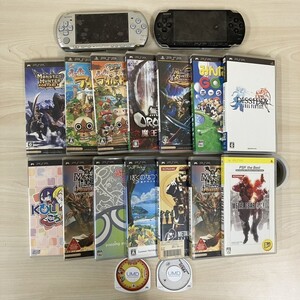 L407-000000 PSP3000 本体2台まとめ ソフト16枚まとめ売り ブラック シルバー プレイステーション・ポータブル ぷよぷよ その他 SONY