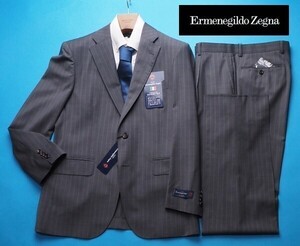 新品17.3万円 大手百貨店扱い 春夏『Ermenegildo Zegna ゼニア TRAVELLER 伊製生地』ウール100% ストライプ スーツBB5灰(G) 1570861